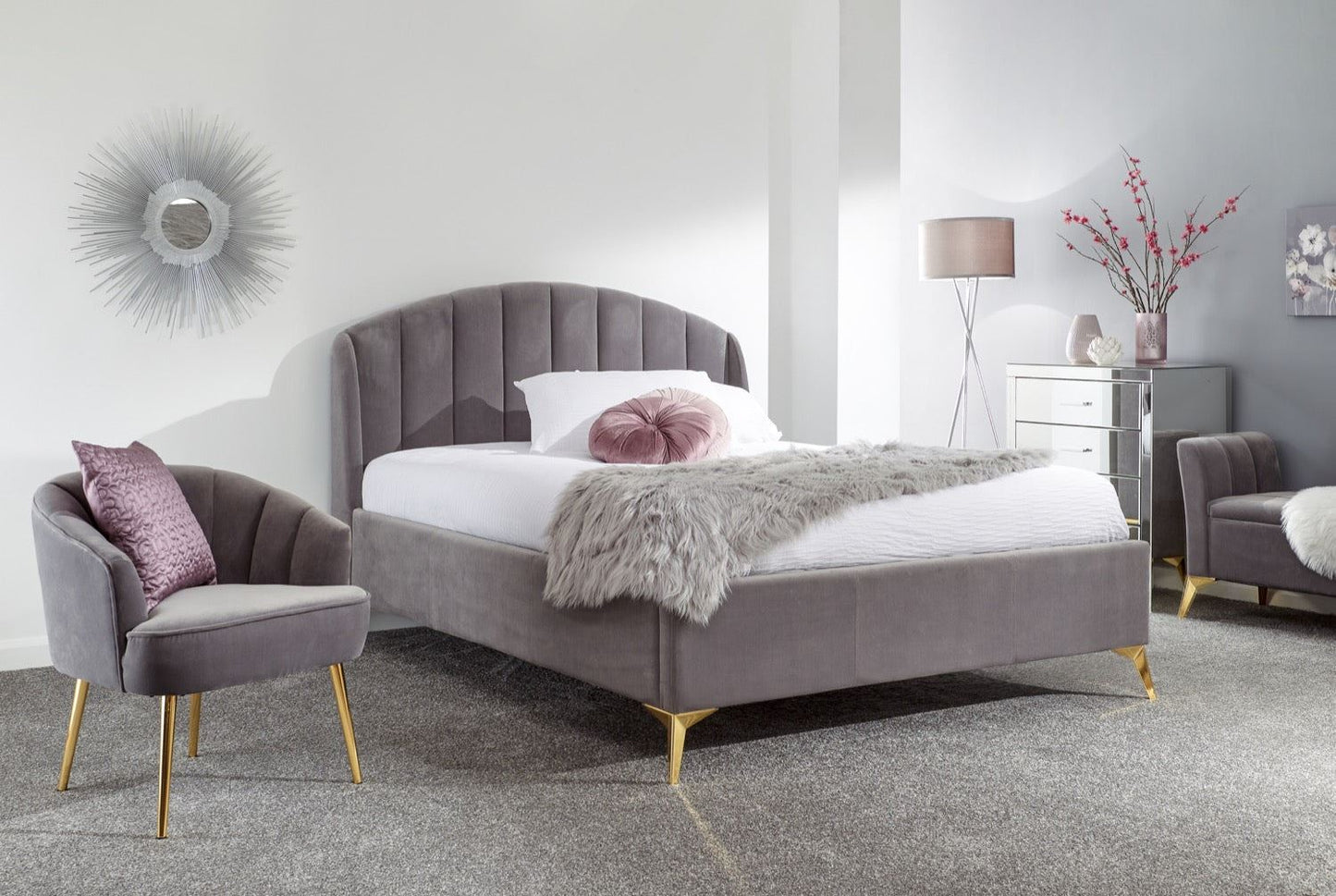 Pettine End Lift Ottoman Double Bed - Grey