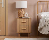 Axel 2 Drawer Fluted Bedside - Oak