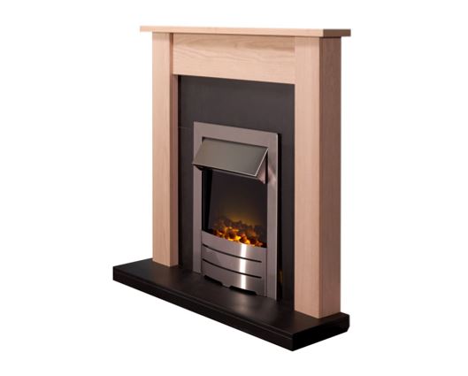 Skyla Fireplace Suite in Oak & Black, 43 Inch