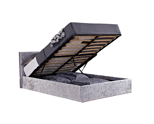 Berlin King Ottoman Bed- Crushed Steel Velvet