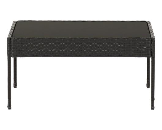 Cedar 4Pc Garden Set - Black Rattan/Grey Fabric/Black Glass