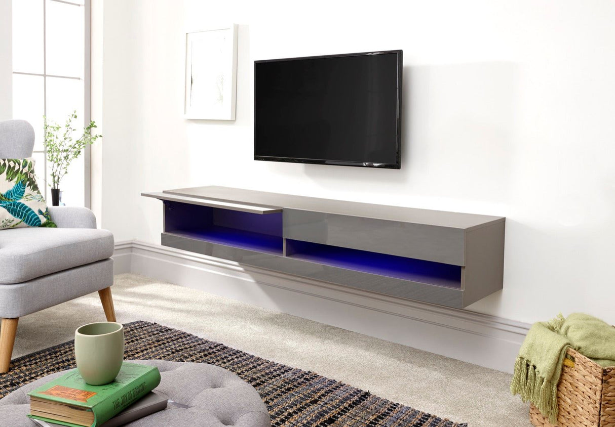 Graze LED 150cm Wall TV Unit-Grey