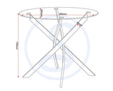 SHELDON ROUND GLASS TOP DINING SET (X4 CHAIRS) - CLEAR GLASS/GREY BOUCLE FABRIC