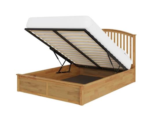 Madrid Wooden Ottoman Double Bed - Oak
