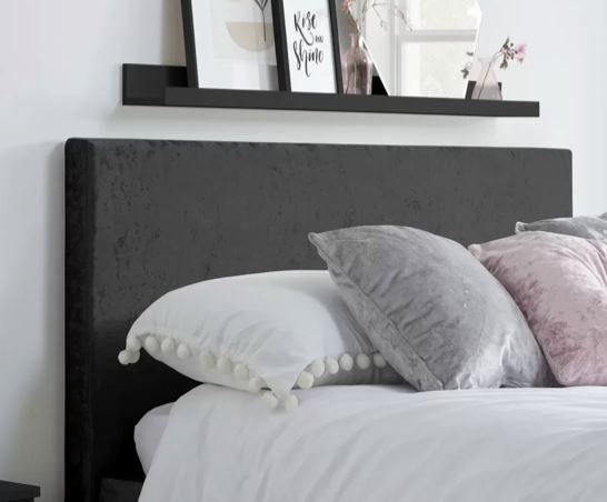 Berlin Crushed Velvet Fabric Ottoman King Bed - Black