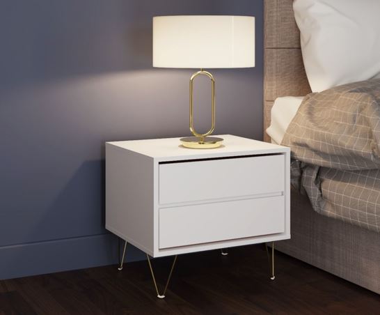 Maeve 2 Drawer Bedside- White