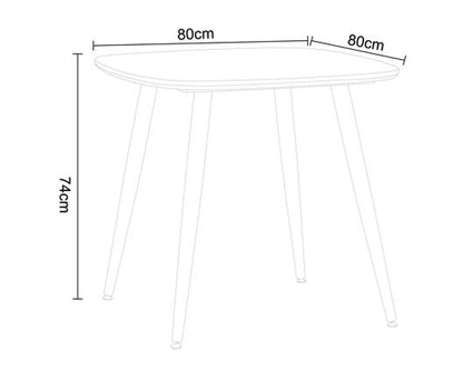 Square dining table, grey oak effect with black tapered legs