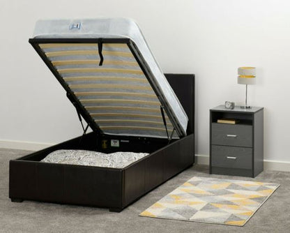 Waverley Single Storage Bed - Black Faux Leather