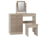 Neptune 4 Drawer Dressing Table Set - Oyster Gloss/Light Oak Effect Veneer