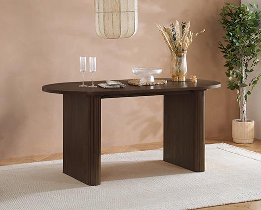 Axel Oval Fluted Dining Table - Walnut