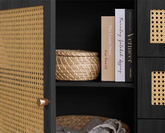 Croxley Rattan 2 Door 3 Drawer Sideboard - Black