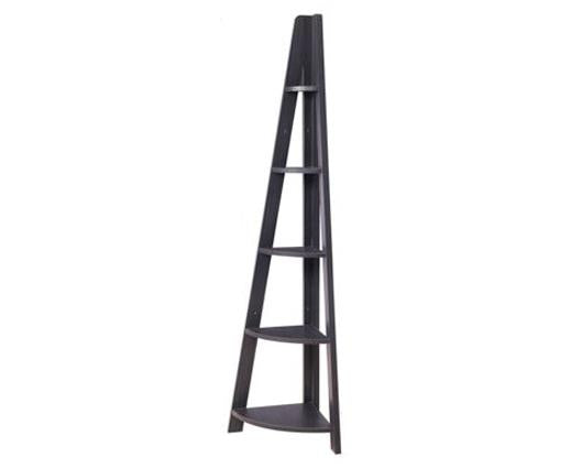 Corner Ladder Bookcase-Black