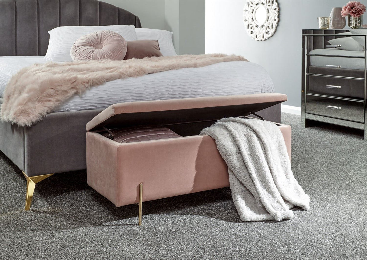 Melta Ottoman Storage Bench-Pink