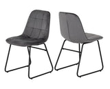 MARLOW & LUKAS DINING SET (X4 CHAIRS) - WHITE MARBLE/GREY VELVET