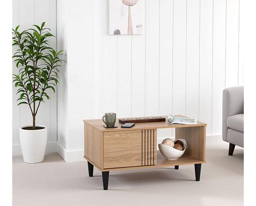 TESSA 1 DOOR COFFEE TABLE - NATURAL OAK EFFECT