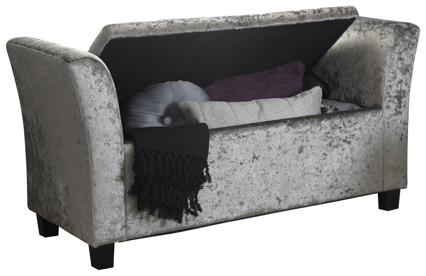 Vanessa Window Seat-Grey Crushed Velvet