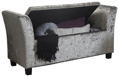 Vanessa Window Seat-Grey Crushed Velvet