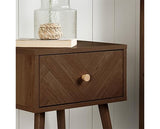 Herringford 1 Drawer Bedside - Walnut