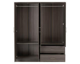 LISBON 4 DOOR WARDROBE - BLACK WOOD GRAIN