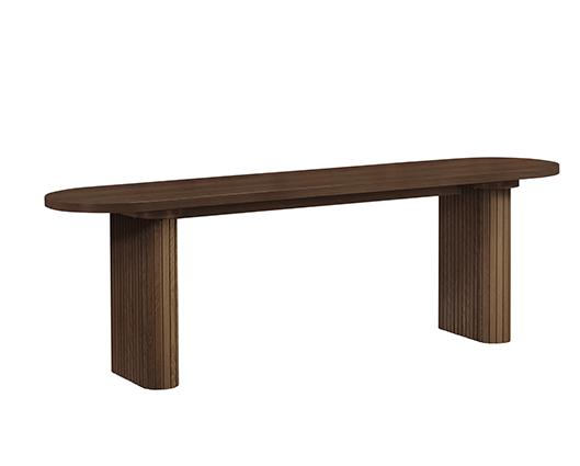 Axel Oval Fluted Dining Table with 2 Benches - Walnut