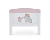Elephants Pink Cot Bed + Fibre Mattress