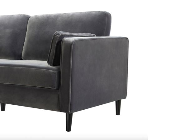 Sadie 3 Seater Cushion Back Velvet Sofa- Dark Grey