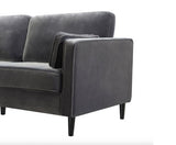 Sadie 3 Seater Cushion Back Velvet Sofa- Dark Grey