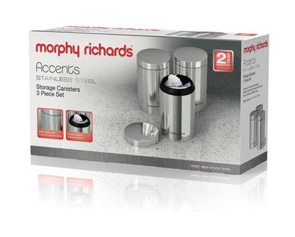 Morphy Richards Accents Set of 3 Canisters - S/Steel