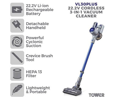 Tower VL30PLUS 22.2V Cordless 3-in-1 Vacuum Cleaner