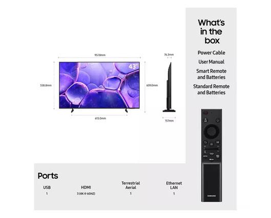 SAMSUNG UE43U8000F 43" Crystal UHD 4K HDR Smart TV 2025