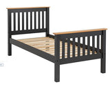MONACO 3' HIGH END BED - DARK GREY/OAK EFFECT
