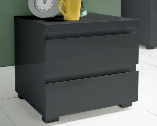Pekelo 2 Drawer Bedside Charcoal