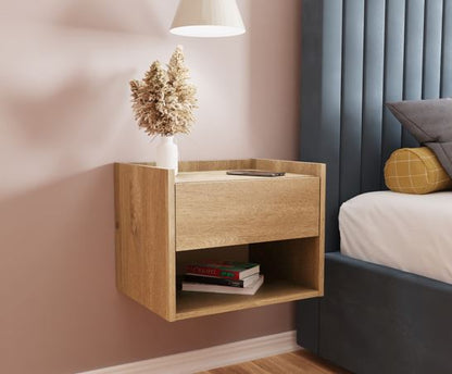 Harrison Wall Mounted Bedside Tables (Pair)- Oak