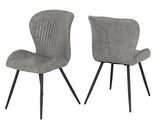 QUEBEC WAVE EDGE DINING SET (X4 CHAIRS) - BLACK WOOD GRAIN/GREY FAUX LEATHER