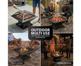 Zeno Square Fire Pit - 3 in 1 Heater/ Grill/ BBQ with Accessories