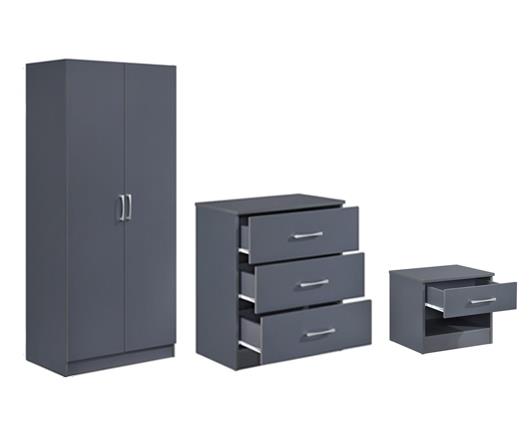 Highbury 3 Piece Bedroom Set - Dark Grey