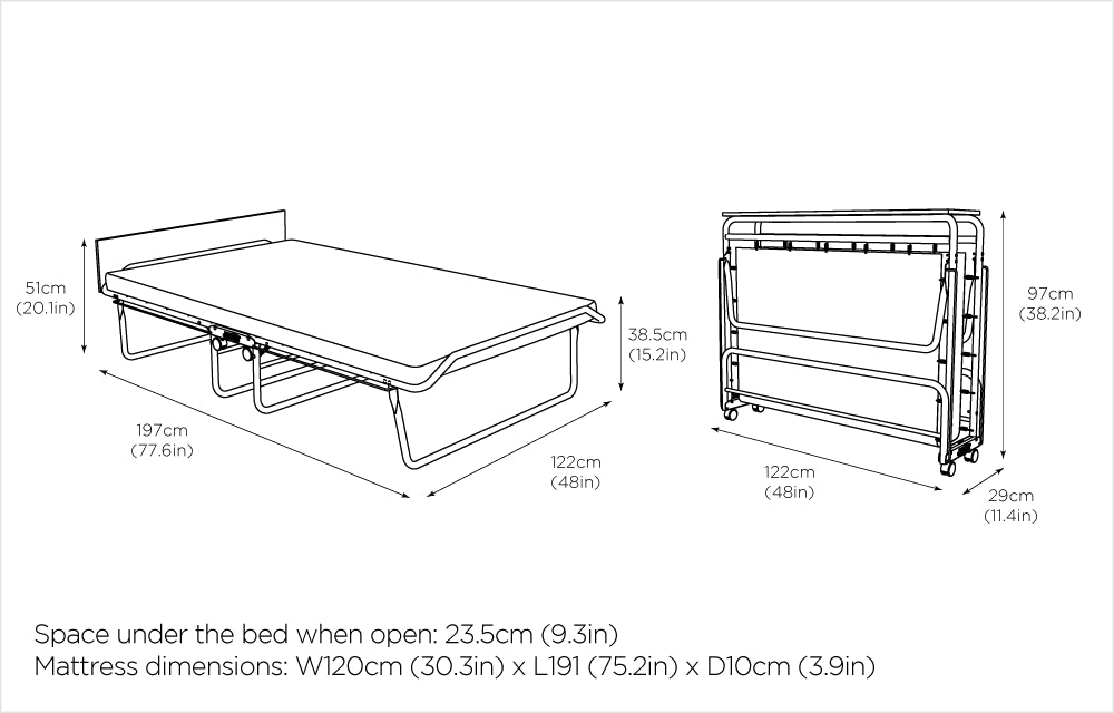 Jay-Be® Supreme Folding Bed with e-Pocket Sprung Mattress - Small Double