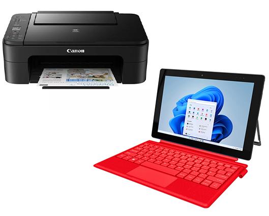 Geobook GeoPad 110 Celeron N4020 4GB 128GB 10.1" Windows 11 Detachable Keyboard Strawberry & CANON PIXMA TS3355 All-in-One Wireless Inkjet Printer