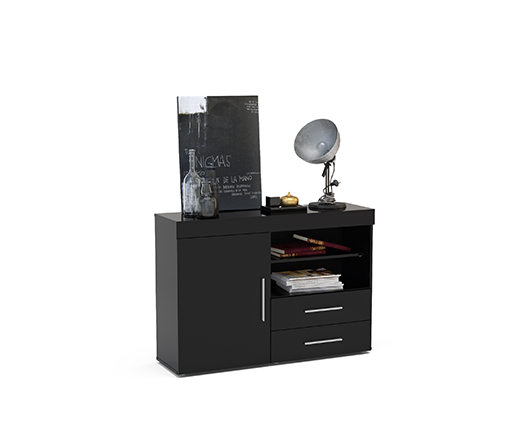 Edgeware 1 Door 2 Drawer Sideboard- Black