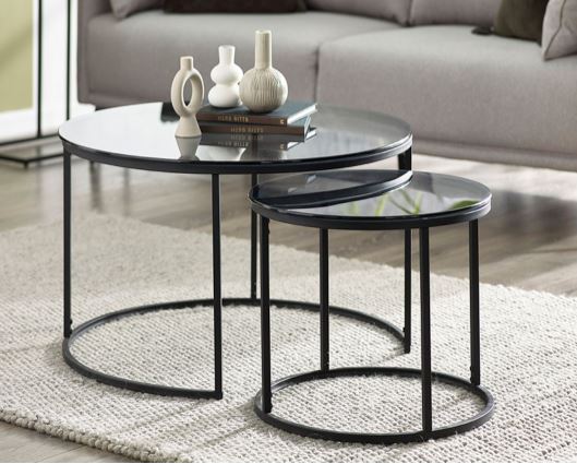 Corbin Round Nesting Coffee Tables- Smoked Glass