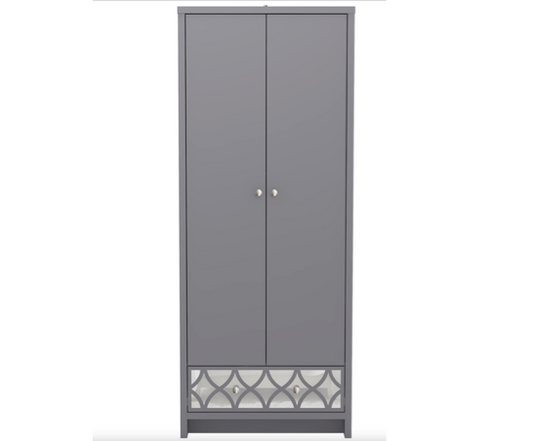 Arlo 2 Door 1 Drawer Wardrobe- Cool Grey