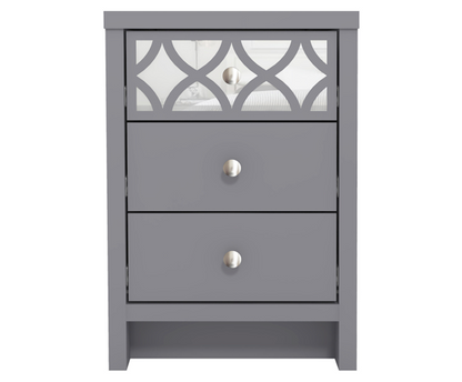 Arlo 3 Drawer Bedside Table- Cool Grey