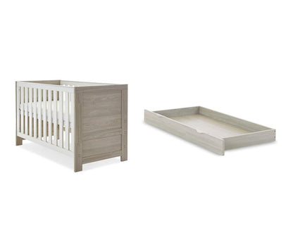 Nina Cot Bed & Under Drawer - Grey Wash & White