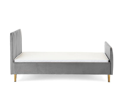 Gwen Velvet Single Bed - Grey