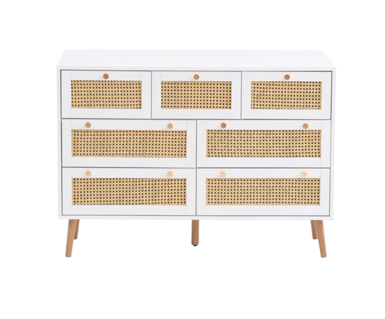 Catalina 7 Drawer Rattan Chest- White