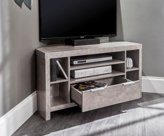 Brady Corner TV Unit- Concrete