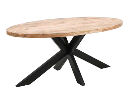 Sutton Solid Wood & Metal Oval Dining Table