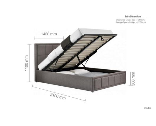 Hannover Ottoman King Bed - Grey