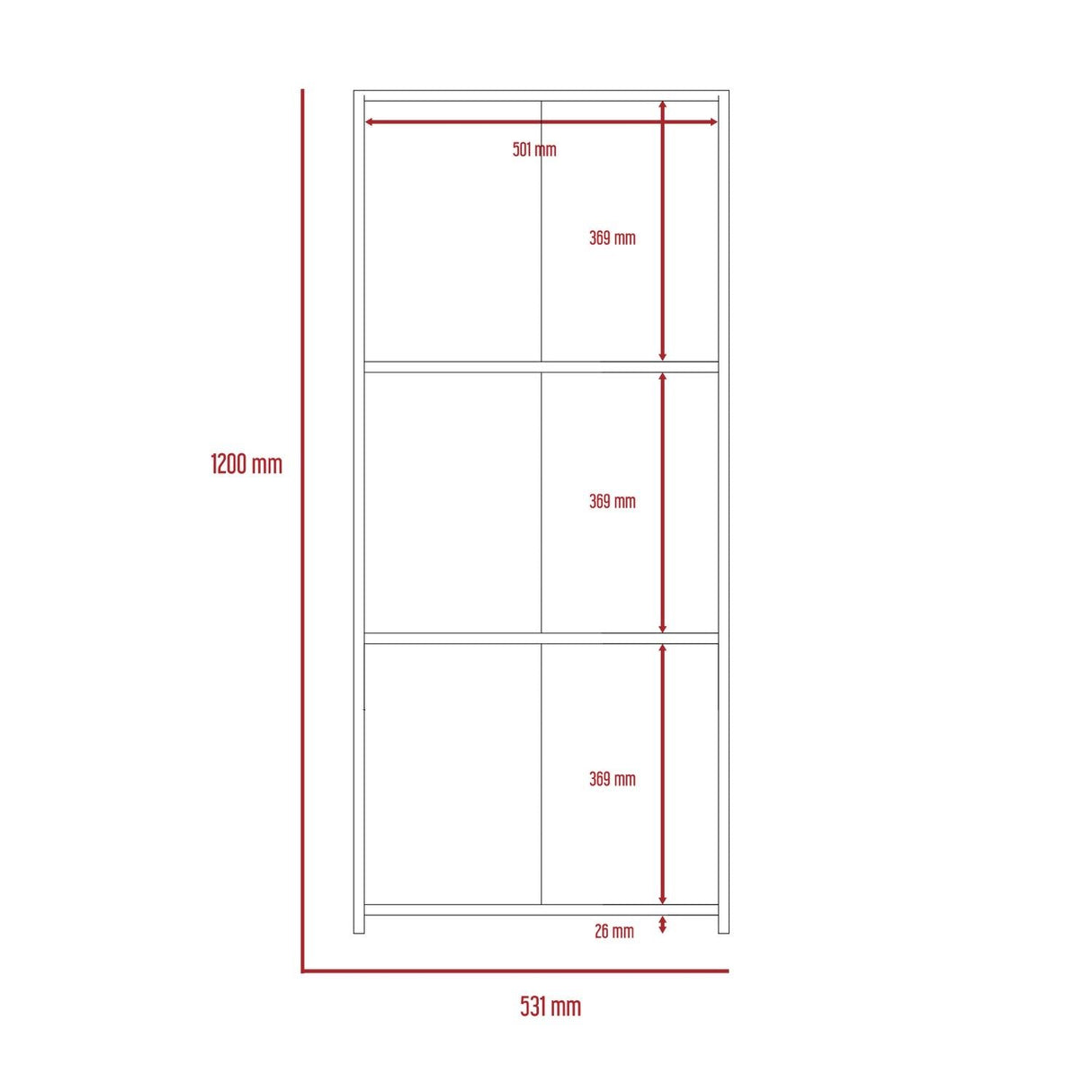 Dexter Low Bookcase with 3 Shelves