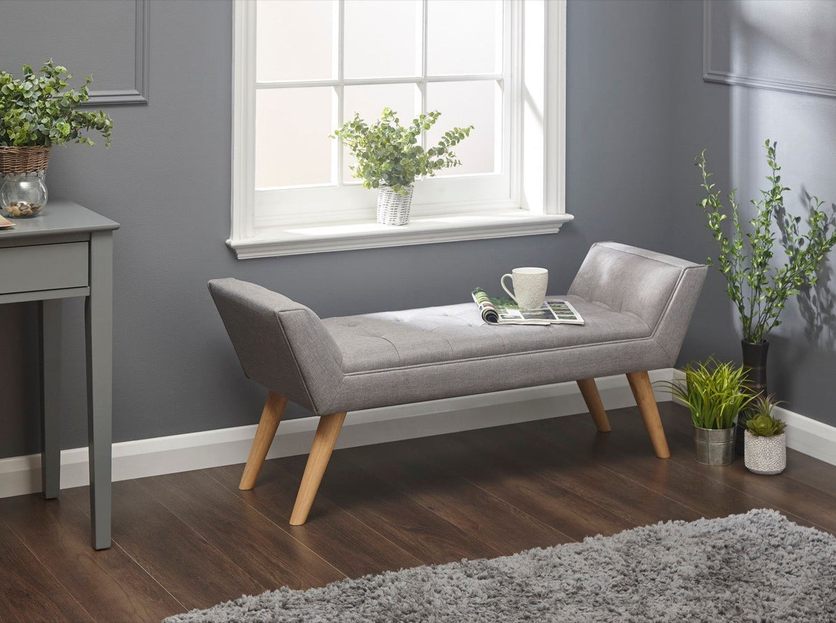 Mula Uplholstered Bench-Grey